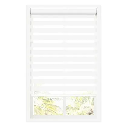 DEZ Furnishings Cordless Zebra Roller Shade, Dual Layer, White