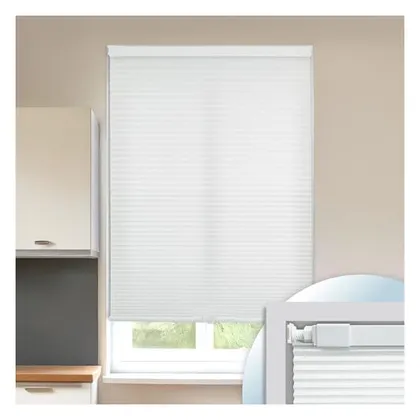 DEZ Furnishings EZ Grip No-Drill 1" Light Filtering Cellular Shade, White