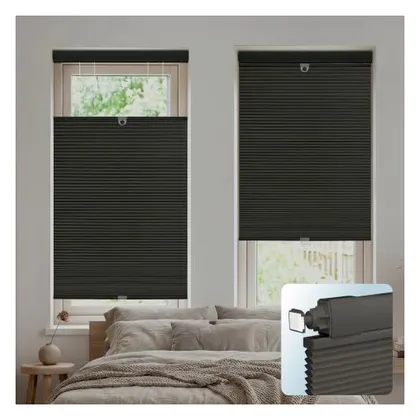 DEZ Furnishings EZ Grip PRO Plus 1" Blackout Top-Down/Bottom-Up Shade, Black