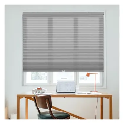 DEZ Furnishings Cordless 1.5" Light Filtering Cellular Shade, Anchor Gray