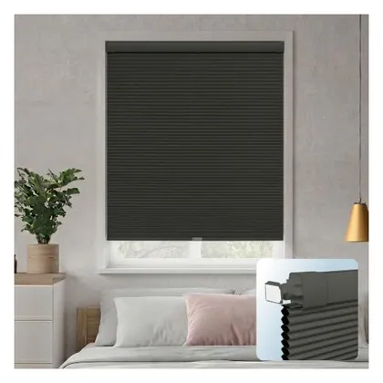 DEZ Furnishings EZ Grip PRO Plus 1" Blackout Cellular Shade, Black