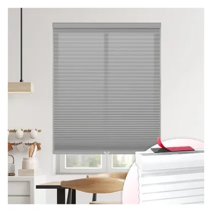 DEZ Furnishings EZ Stick No-Drill 1.5" Light Filtering Cellular Shade, Anchor Gray
