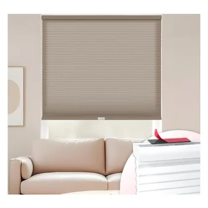 DEZ Furnishings EZ Stick No-Drill 1" Light Filtering Cellular Shade, Linen