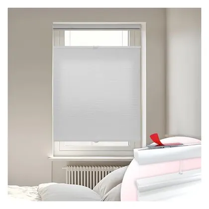 DEZ Furnishings EZ Stick No-Drill 1" Top-Down/Bottom-Up Cellular Shade, Gray Cloud