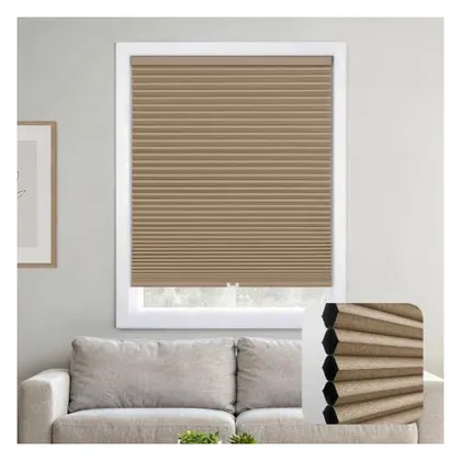 DEZ Furnishings Cordless 1.5" Blackout Cellular Shade, Latte