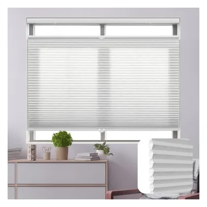 DEZ Furnishings Cordless 1" Light Filtering Top-Down/Bottom-Up Cellular Shade, Gray Cloud