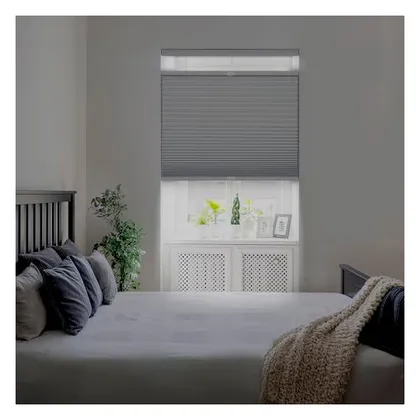 DEZ Furnishings Cordless 1.5" Blackout Top-Down/Bottom-Up Shade, Energy Saver, Gray Cloud
