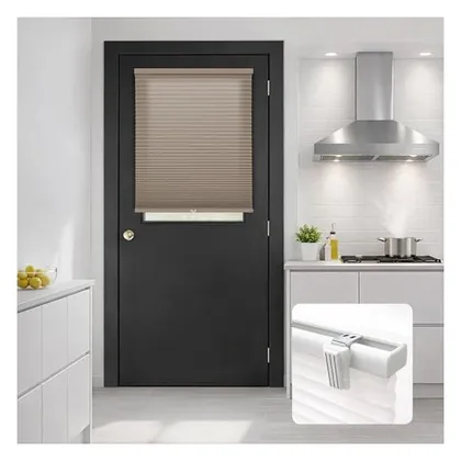 DEZ Furnishings 1.5" Magnetic Light Filtering Cellular Door Shade, Latte