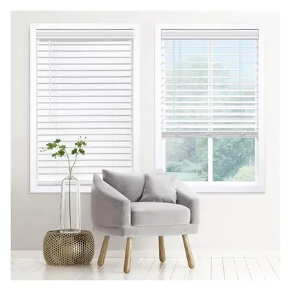 DEZ Furnishings Cordless 2" Signature Faux Wood Blind, Embossed White