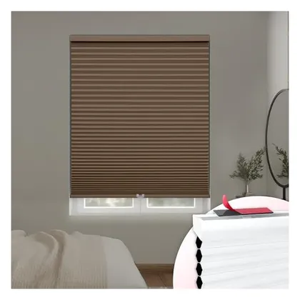 DEZ Furnishings EZ Stick No-Drill 1.5" Blackout Cellular Shade, Latte