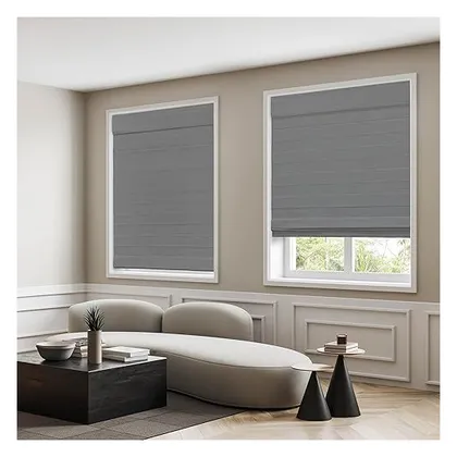 DEZ Furnishings Cordless Room Darkening Classic Roman Shade, Gray
