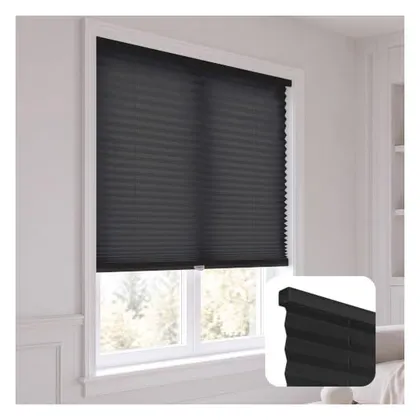 DEZ Furnishings Cordless 1" Signature Light Filtering Pleated Shade, Black