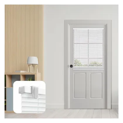 DEZ Furnishings Cordless 1" Magnetic Mini Blind for Metal Doors, White