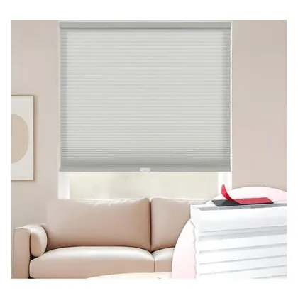 DEZ Furnishings EZ Stick No-Drill 1" Light Filtering Cellular Shade, Gray Cloud