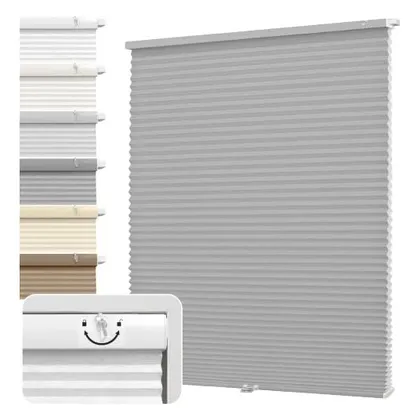 DEZ Furnishings EZ Fit No-Tools 1.5" Light Filtering Cellular Shade, Anchor Gray