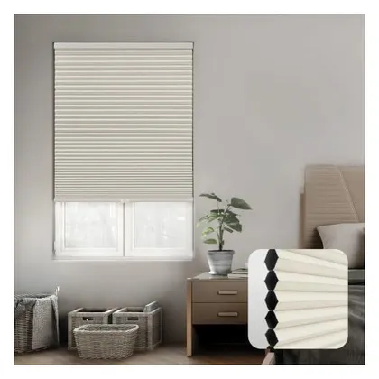 DEZ Furnishings Cordless 1.5" Blackout Cellular Shade, Energy Saver, Ivory