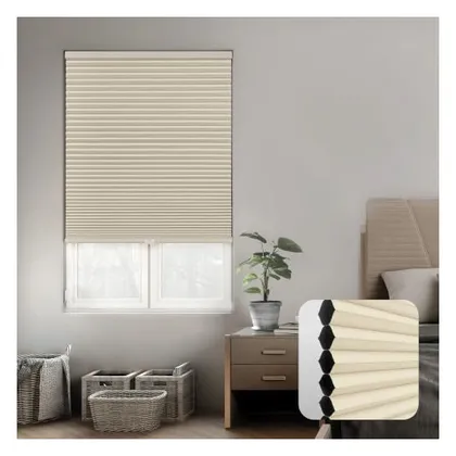 DEZ Furnishings Cordless 1.5" Blackout Cellular Shade, Energy Saver, Alabaster