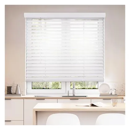 DEZ Furnishings Cordless 2" Faux Wood Blind, Smooth White