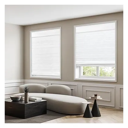 DEZ Furnishings Cordless Room Darkening Classic Roman Shade, White