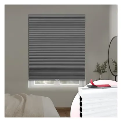 DEZ Furnishings EZ Stick No-Drill 1.5" Blackout Cellular Shade, Anchor Gray
