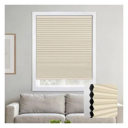 DEZ Furnishings Cordless 1.5" Blackout Cellular Shade, Cream