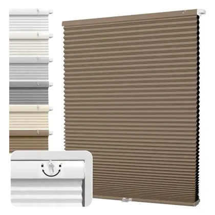 DEZ Furnishings EZ Fit No-Tools 1.5" Blackout Cellular Shade, Latte