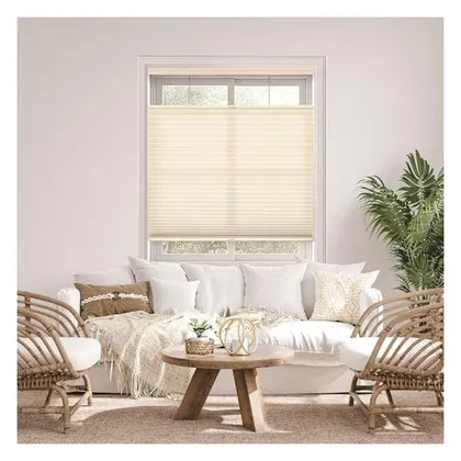 DEZ Furnishings Cordless 1.5" Light Filtering Top-Down/Bottom-Up Cellular Shade, Ivory